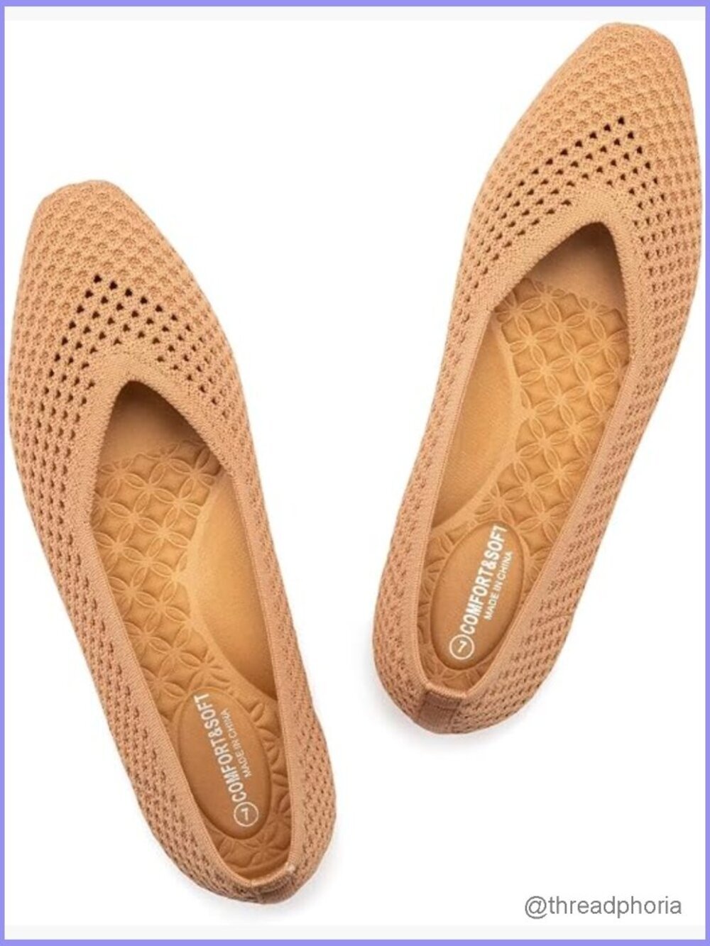 Women's Mesh Ballet Flats Square Toe Arch Support Slip On Washable Work Shoes